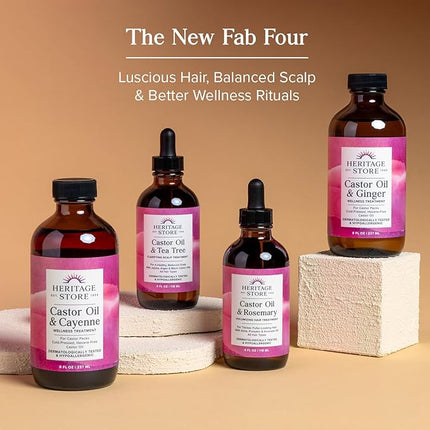 HERITAGE STORE Organic Castor Oil - Glass Bottle - Nourishing Treatment for Hair and Skin - Eyelash Serum for Eyelashes, Brows, Castor Oil Packs - Cold Pressed, Hexane Free, Vegan 16oz