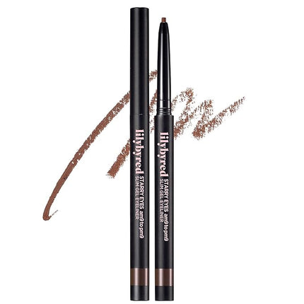 lilybyred Starry Eyes Am9 to Pm9 Slim Gel Eyeliner | Korean Ultra-Slim 2mm Gel Eyeliner, Intense Color Payoff, Creamy Formula, Easy Blending, Smudge-Proof, Long-Lasting, 0.004 oz. (03 Walnut Brown)