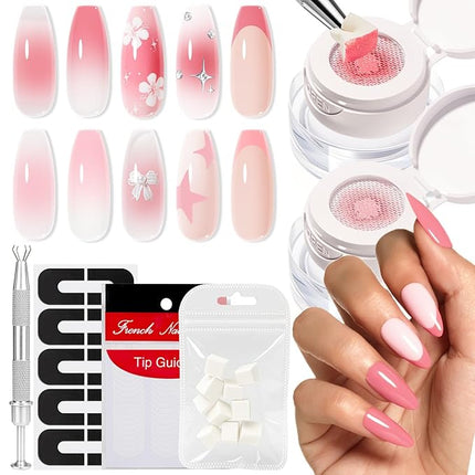 modelones Pat Paint Gel Nail Polish, 2 Colors Soak Off UV Patting Gel Polish Pigmented Colors for Ombre & Gradient & Blush Blooming & French Tip Nail Art, Pink Blaze