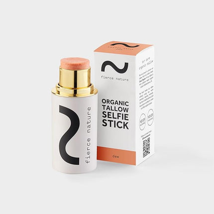 fierce nature Selfie Stick Tallow Balm – 3-in-1 Natural Beauty Stick for Contour, Blush, Lips & Face Moisturizing – Hydrating, Non-Toxic Makeup Balm (Dew)