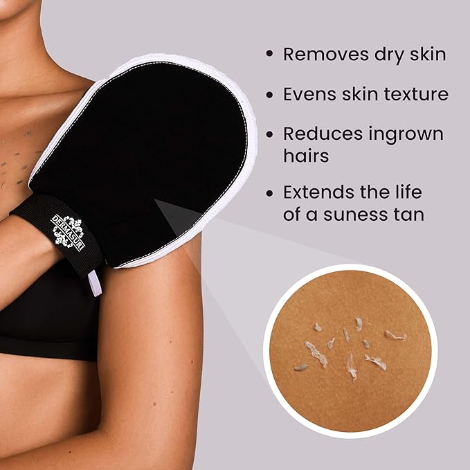 Dermasuri Deep Exfoliating Glove - Korean Exfoliating Mitt - Reusable Body Scrubber for Shower - Buffs Dry & Dead Ski - Keratosis Pilaris Treatment Scrub - Stocking Stuffer Gifts for Women & Men - XL