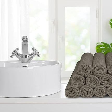 Softolle 100% Cotton Ring Spun Wash Cloths – Bulk Pack of Washcloths – 12x12 Inches – Wash Cloth for Face, Highly Absorbent, Soft and Face Towels (Taupe, 60 Pack)