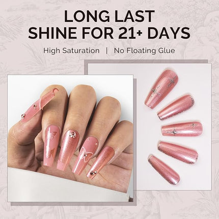 MelodySusie Pink Shimmer Gel Nail Polish,0.5fl oz Soak Off UV LED Pink Glitter Gel Polish Gift for Women Nail Art Manicure Salon DIY Nail Design Decoration at Home-1754