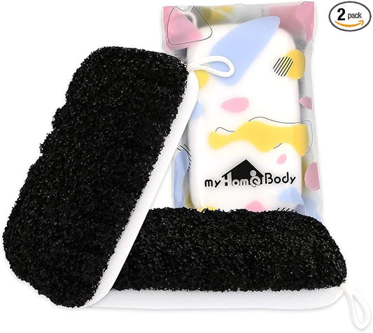 myHomeBody Extra Exfoliating Body Scrubber, Bath Sponge for Women, Loofah Exfoliator for Men, 2pc