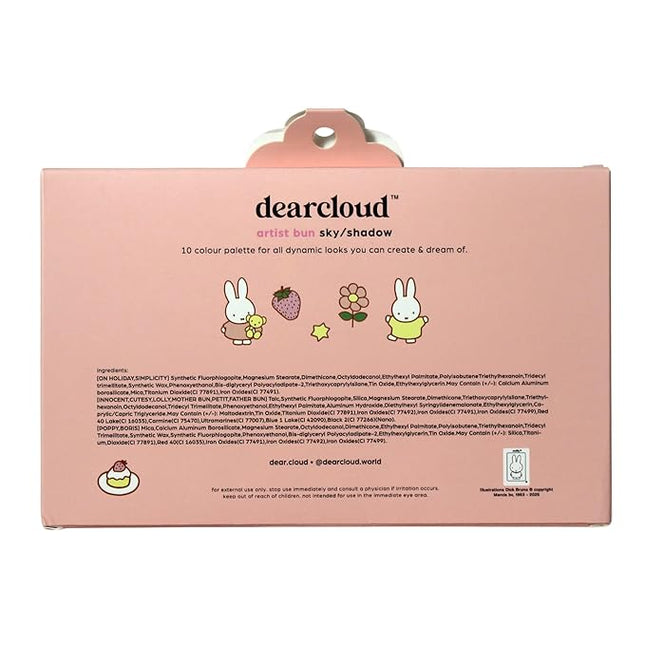 dearcloud Miffy Sky/Shadow - Eye Shadow Palette Makeup with 10 Ultra-Fine Pigments & Dual-Ended Eyeshadow Brush (Artist Bun)