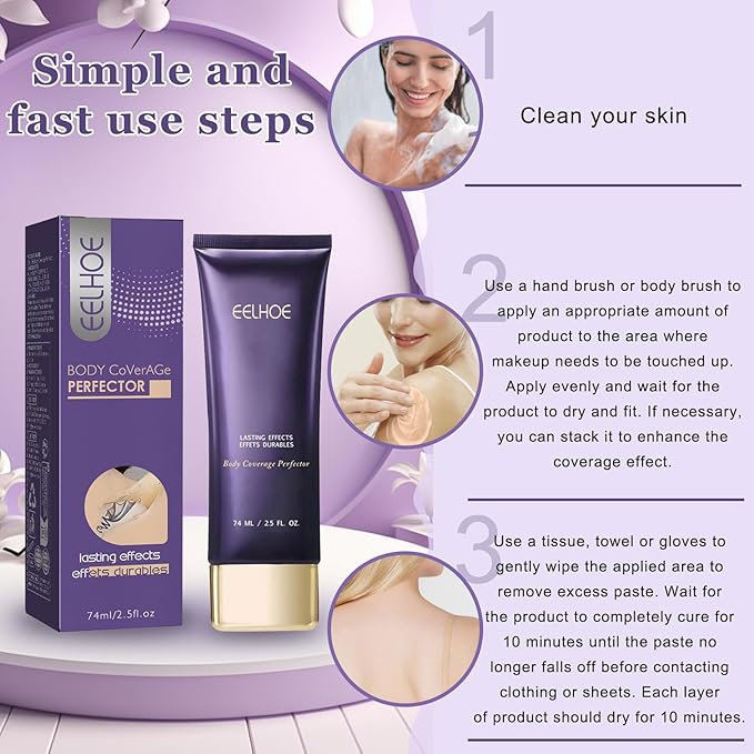 2Pcs Body Coverage Perfector, Natural Leg And Body Makeup Concealer, Tattoo Cover Up Makeup with Waterproof Lasting Effect, Long Last Body Foundation for All Skin Tones