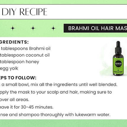 Earth N Pure Brahmi Oil for Hair, Cold Pressed, Natural and Therapeutic Grade with Glass Dropper - 30 ML