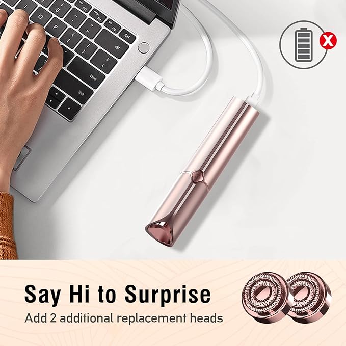 Facial Hair Removal for Women, Hair Removal Device, SEIHAI Rechargeable Hair Remover for Women, Facial Hair Remover for Face, Upper Lip, Chin, Included 2 x Replacement Heads