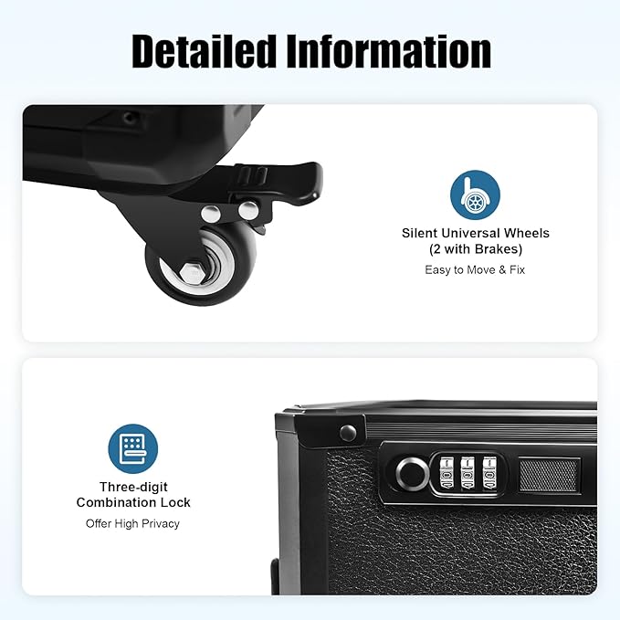 Tattoo Trolley Case, Tattoo Artist Outing Tools Work Station with 3 Drawers & 3-Digit Lock & Armrest Stand, Potable Rolling Makeup Case, Professional Traveling Manicure Table Cosmetic Train Case