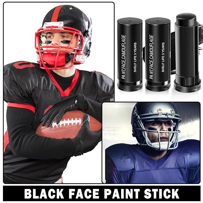 CAHIUYOA 3 Pcs Eye Black Stick for Sports Eye Black Football/Baseball/Softball,EyeBlack Face Body Paint Stick Athletes Sports Clown Black Makeup Halloween Cosplay