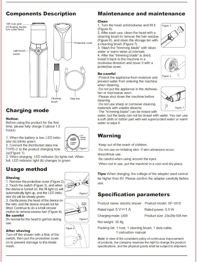 Facial Hair Removal for Women, Hair Removal Device, SEIHAI Rechargeable Hair Remover for Women, Facial Hair Remover for Face, Upper Lip, Chin, Included 2 x Replacement Heads