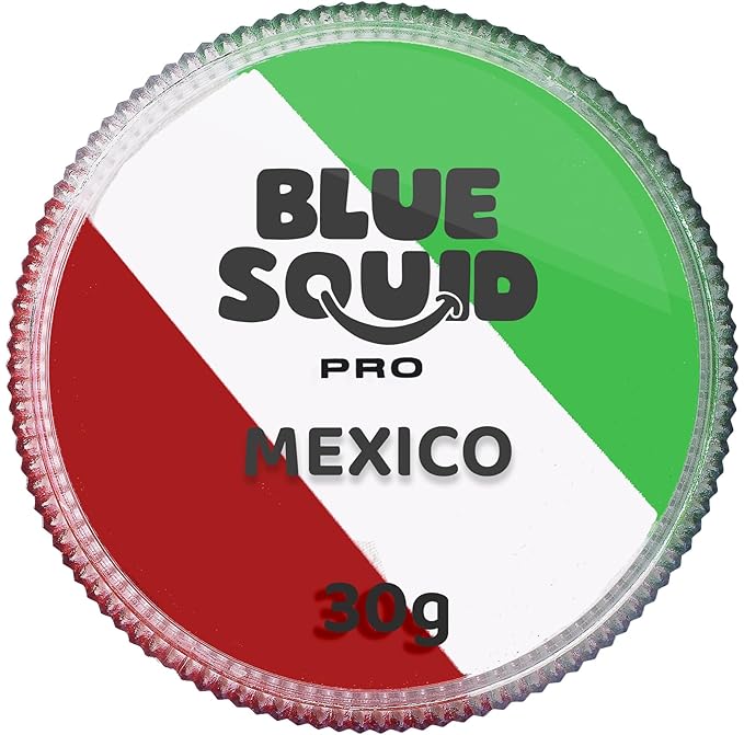 Blue Squid Face Paint Water Based Single Cake Professional Face & Body Paint - Water Activated, Kids Adults Face Painting for Costume, Halloween Makeup, Cosplay - Green, White, Red Face Paint 30g