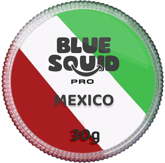 Blue Squid Face Paint Water Based Single Cake Professional Face & Body Paint - Water Activated, Kids Adults Face Painting for Costume, Halloween Makeup, Cosplay - Green, White, Red Face Paint 30g