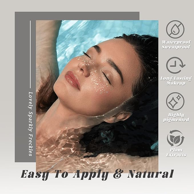 6 PCS Glitter Freckles Face Tattoo, Gold & Silver Waterproof Face Sparkle Speckles Patches for Women, Cute Star Metallic Glitter Temporary Tattoo Makeup Accessories for Festival #Set B