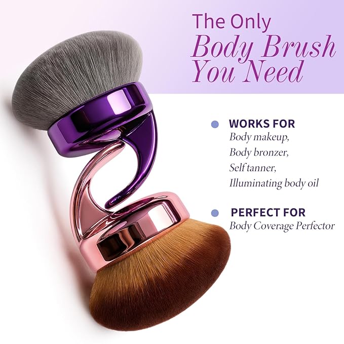 Blend & Blur Ultra Large Body Makeup Brush For Self Tanner, 5.11inch Wide-headed Kabuki Brush, Leg Makeup &Bronzer Self Tan Applicator Provides Effortless Pretty Finish, Blending Applicator- Rose Gold