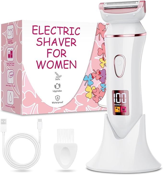 Electric Shaver for Women, Gifts for Women, Electric Razor for Womens, Rechargeable Wet Dry Lady Hair Remover,IPX7 Waterproof,Shaver for Legs (Rose Gold)
