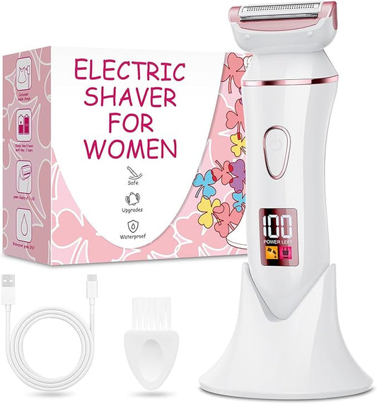 Electric Shaver for Women, Gifts for Women, Electric Razor for Womens, Rechargeable Wet Dry Lady Hair Remover,IPX7 Waterproof,Shaver for Legs (Rose Gold)
