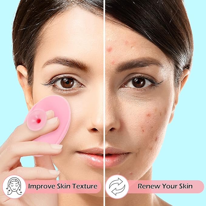 Yokilly Silicone Face Scrubber Exfoliator Brush, Manual Handheld Facial Cleansing Brush, Face Scrub Wash Brush with Soft Bristle, Face Cleansing Brush for Men and Women (4 Color)