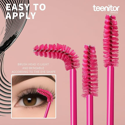 Teenitor 200 Pcs Mascara Wands & Lip Applicators Disposable, Lip gloss Lipstick Tester Disposable Makeup Applicators, Hot Red
