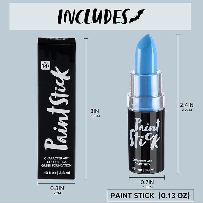 Spooktacular Creations Halloween Face Body Paint Lipstick for Adult, Clown SFX Foundation Cream Makeup for Sports Festival or Stage Makeup Cosplay Party Dress Up (0.13 Oz, Blue)