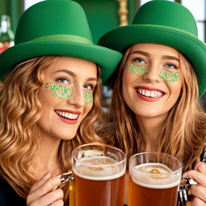 St Patricks Day Accessories Green Face Glitter Gel,Gold Hair Glitter Green St Patrick's Day Outfit for Women,Mardi Gras Carnival Face Paint Body Glitter Sparkling Festival Chunky Makeup