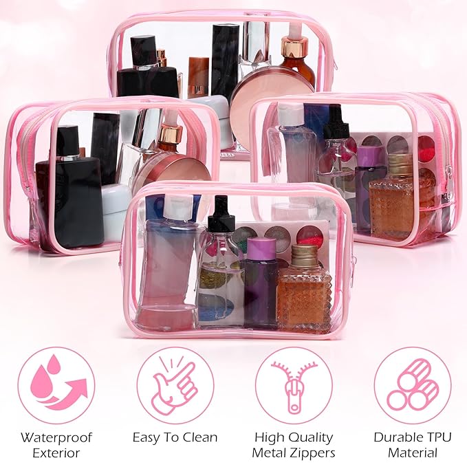 Weewooday 12 Pieces Clear Makeup Bags Cosmetic Storage Bags PVC Zipper Pouches Travel Waterproof Makeup Plastic Case for Women Organizing Toiletries Traveling Bathroom