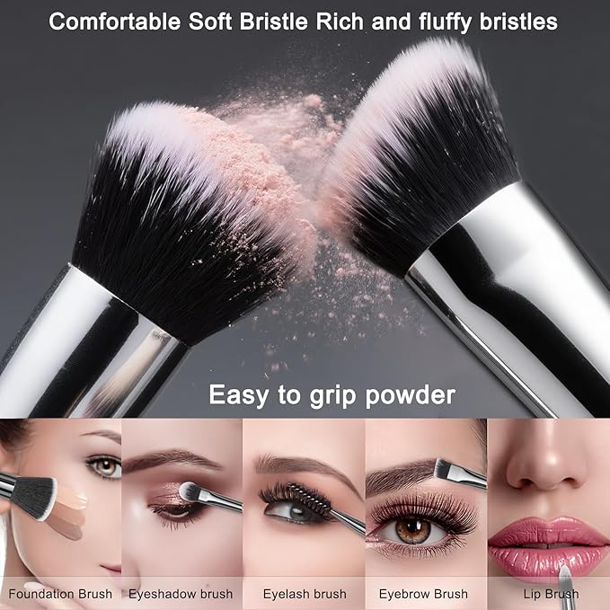 Makeup Brushes, 18 pcs Pro Deluxe Make up Brush Set with Travel Case, Premium Powder Foundation Blending Concealer Blush Eyeshadow Face and Eye Make up Brushes kit with labels for Beginner(Black)