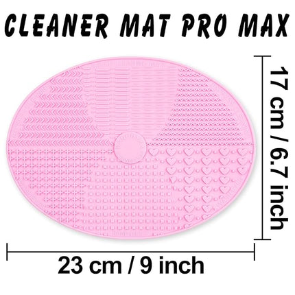Makeup Brush Cleaner Mat Silicone Brush Cleaning Mat Big Size Make Up Brush Clean Pad with Suction Cup for Makeup Brush Cleaning (Pink)