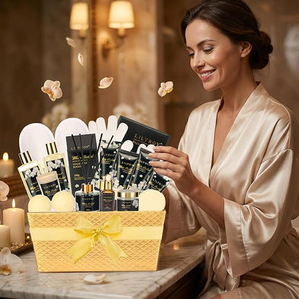 Valentines Day Gifts for Women - 18-Piece Luxury Gold Spa Gift Set, Premium Bath Collection | Father's Day, Mothers Day Gift, Birthday Gifts, Christmas, All Occasion Ultimate Holiday Gift