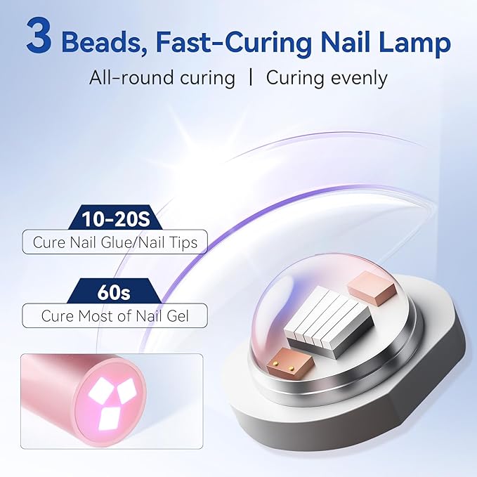 Makartt UV Light for Gel Nails - 3.6W Handheld UV LED Nail Gel Lamp with 3 Beads Portable JERTY Nail Dryer for Fast Curing Nail Tips Rechargeable USB Nail Light with LCD 3 Timers for Home Salon Use