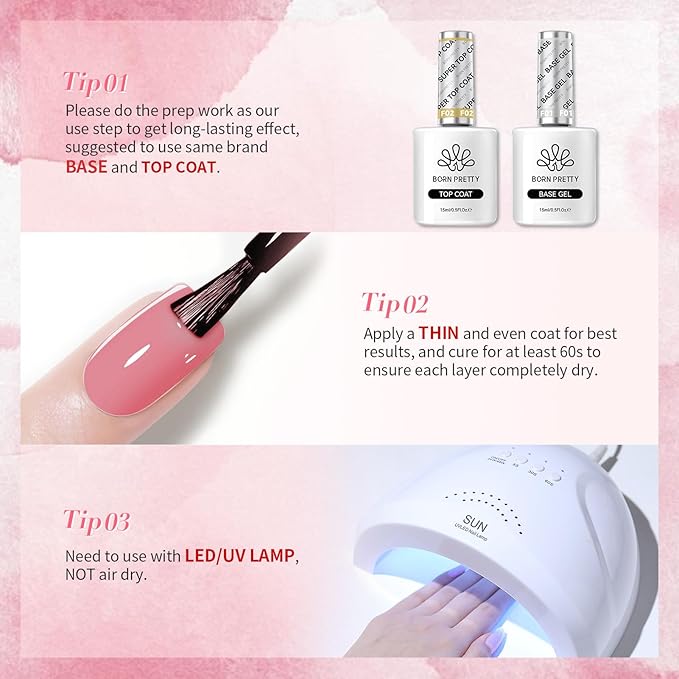 Born Pretty Nude Pink Gel Nail Polish Netural Gel Polish Spring Summer Valentine's Day Nail Art Manicure Collection 6PCS