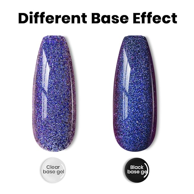 RARJSM Chameleon Gel Nail Polish Blue to Purple Multichrome Big Flakes Color Changing Glitter Chrome GelPolish Curing Requires Sparkle Shimmer Nail Gel Varnish Soak Off DIY at Home Salon 15ml