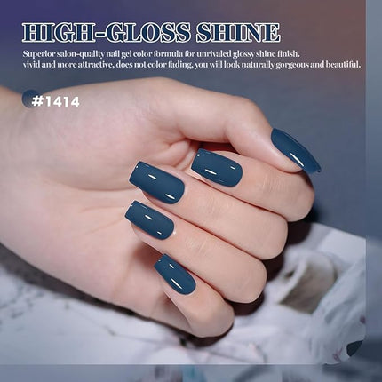 RARJSM Dark Ocean Blue Gel Nail Polish Creamy Teal Blue Gelpolish 15ML 1Pc Soak off Curing Required Nail Art French Manicure Salon DIY at Home Fall Winter