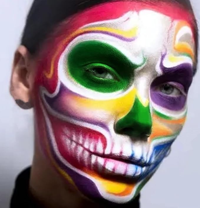 Go Ho 6 Colors Face Body Paint for Halloween Makeup,White &Black &Red&Yellow&Green&Royal Blue Face Paint,Waterproof Professional USA Flag Face Painting,Halloween Cosplay SFX Makeup Palette