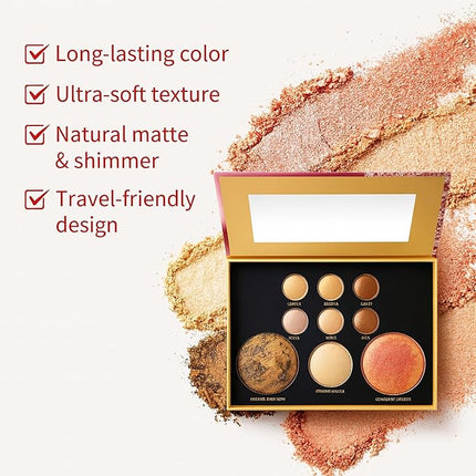 K'APEINE All in One Baked Makeup Palette, Eyeshadow, Blush Highlighter & Bronzer Face Kit Neutral Tones Baked Powder with Matte Shimmer Finish Hign Pigment Full Face Makeup Gift Set for Women-01#