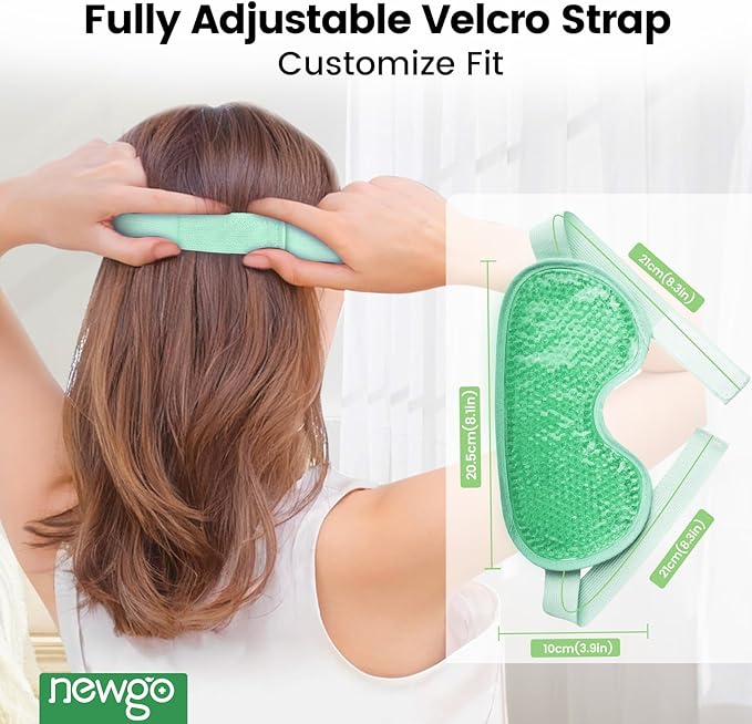 NEWGO Cooling Eye Mask for Puffy Eyes, Cold Eye Mask Eye Ice Pack for After Eyes Surgery, Tension Stress Relief, Itchy Eyes, Headaches, Dark Circles - Blue (Green)