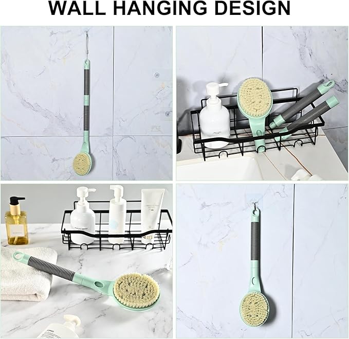 Back Scrubber Anti Slip for Shower, 21.7” Detachable Back Bath Brush for Shower, Back Scrubber, Exfoliation and Improved Skin Health for Elderly with Limited Arm Movement, Disabled (21.7” Cyan)