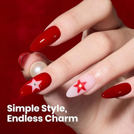 Beetles Red Gel Polish - Scarlet Confidence 15ML/0.51Fl Oz,Hema Free Red Gel Nail Polish, Same Color Same Bottle, Soak Off UV LED Lamp Nail Art, Long-Lasting Manicure Salon DIY Home Valentines Nails