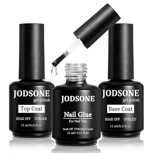 JODSONE 15ml Nail Glue Gel for Nail Tips Long Lasting Extension Glue for Clear Nail Tips Base Coat Top Coat All Need Lamp Cured