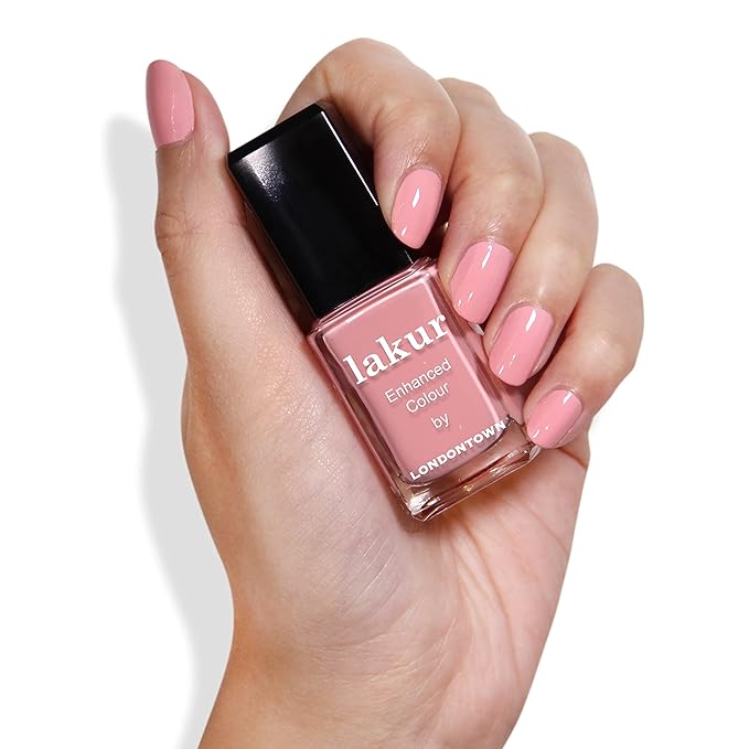 LONDONTOWN lakur Nail Polish - Chip-Resistant, Non-Toxic, Conditions & Hydrates Nails | Glossy Salmon Pink, Desert Flower, .40 fl oz