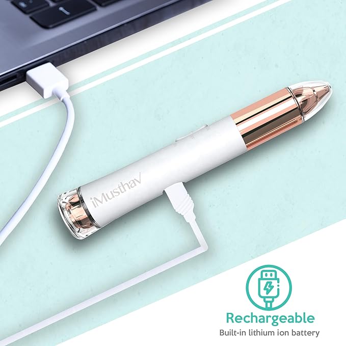 2 in 1 Eyebrow and Facial Hair Remover for Women Painless Flawless Electric Razor Epilator Trimmer Shaver with 18K Gold-Plated, USB Rechargeable, 360° LED for Eyebrow and Face Hair Removal