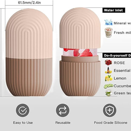 XHJRI Ice Face Roller Massager,Ice Cube Roller for Face, Eyes and Neck Naturally Conditioning and Skin Care,De-Puff Eye Bags,Reduce Migraine Pain,Reusable Massage Silicone Ice Mold (Coffee)