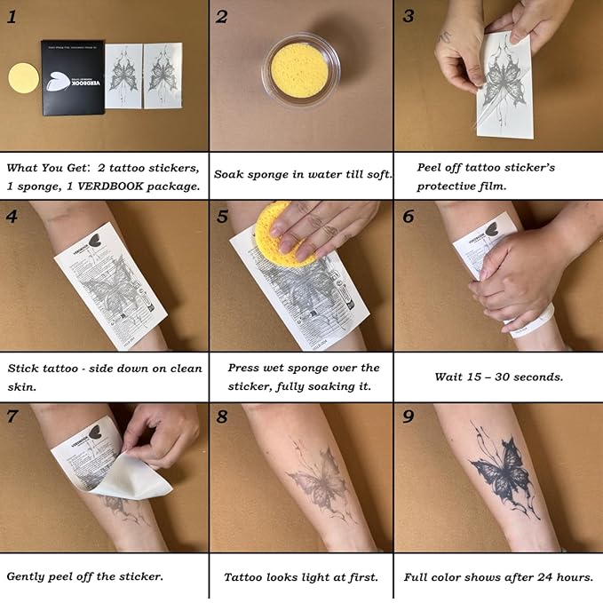 Waterproof Temporary Tattoos: 2-Sheet Tattoo Kit with Realistic Body Stickers, Semi-Permanent Tattoos for Adults Lasting 7-15 Days – Safe for Men & Women, Grid Dragon Pattern
