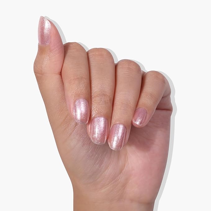 LONDONTOWN Baby Pink Glittery Nail Polish, Pink Strawberry lakur, Vegan Chip-Resistant Long-Lasting Nail Lacquer, .40 fl oz