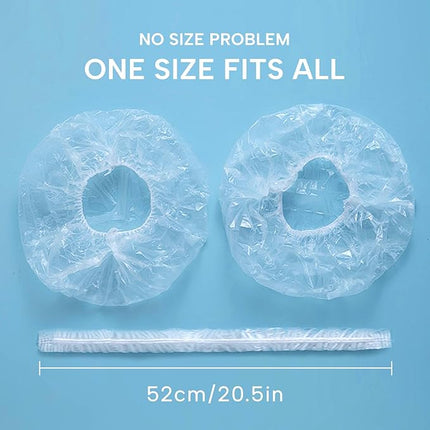 YIZIJIZI 100PCS Disposable Shower Caps, Large Thick Clear Waterproof Shower Cap for Women, large Size 20.5", Home Use, Spa, Hotel and Hair Salon, Clear Shower Caps for Travel