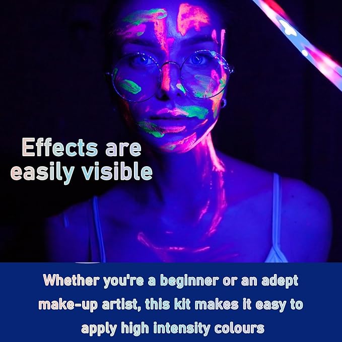 Glow in The Dark Body Paint Crayons Kit, Luminous Neon Paint Sticks, Fluorescent Face & Body Black Light Paint Markers for Halloween, Mardi Gras Parties, Masquerades, Makeup