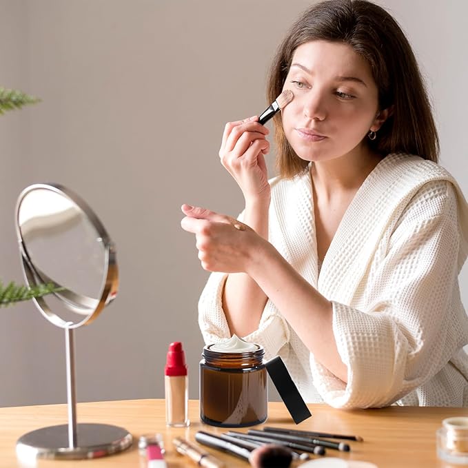 4OZ Amber Glass Jars with lids, 36 Pack Empty Cosmetic Jars, Refillable Airtight Wide Mouth Container for DIY, Sample, Cream, Lotion, Candle Making, Powder, Cosmetic