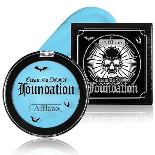 Light Blue Face Body Paint Cream to Powder Foundation Makeup, Professional Blue Cream Face Painting for Kids & Adults, Greasepaint for Halloween FX, Theater, Sally Makeup, Corpse Bride, Smurf, Cosplay