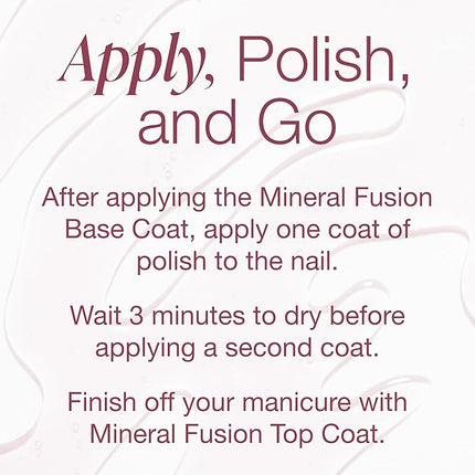Mineral Fusion Base Coat Nail Treatment - Extend the Length of Manicures - Protect Against Chipping, Peeling Nail Polish - Long Lasting, Nail Strengthener - Vegan, No Harsh Ingredients - 0.33 Fl Oz