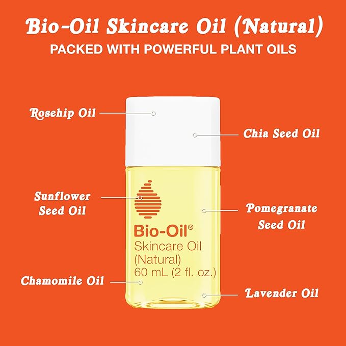 Bio-Oil Natural Skincare Oil Serum, Face and Body Moisturizer with Chamomile, Rosehip, and Lavender Oil, for Scars, Stretch Marks, Sensitive Skin, All Skin Types, 2 Oz